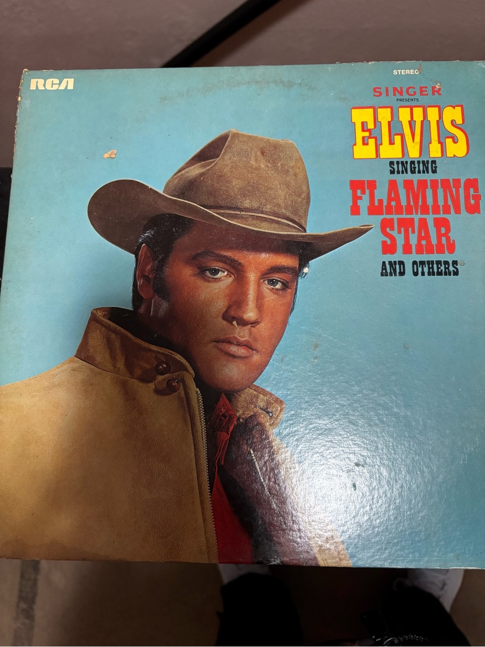 Elvis Singing Flaming Star and Others - Vinyl Album (Tan Jacket, Blue Cover)